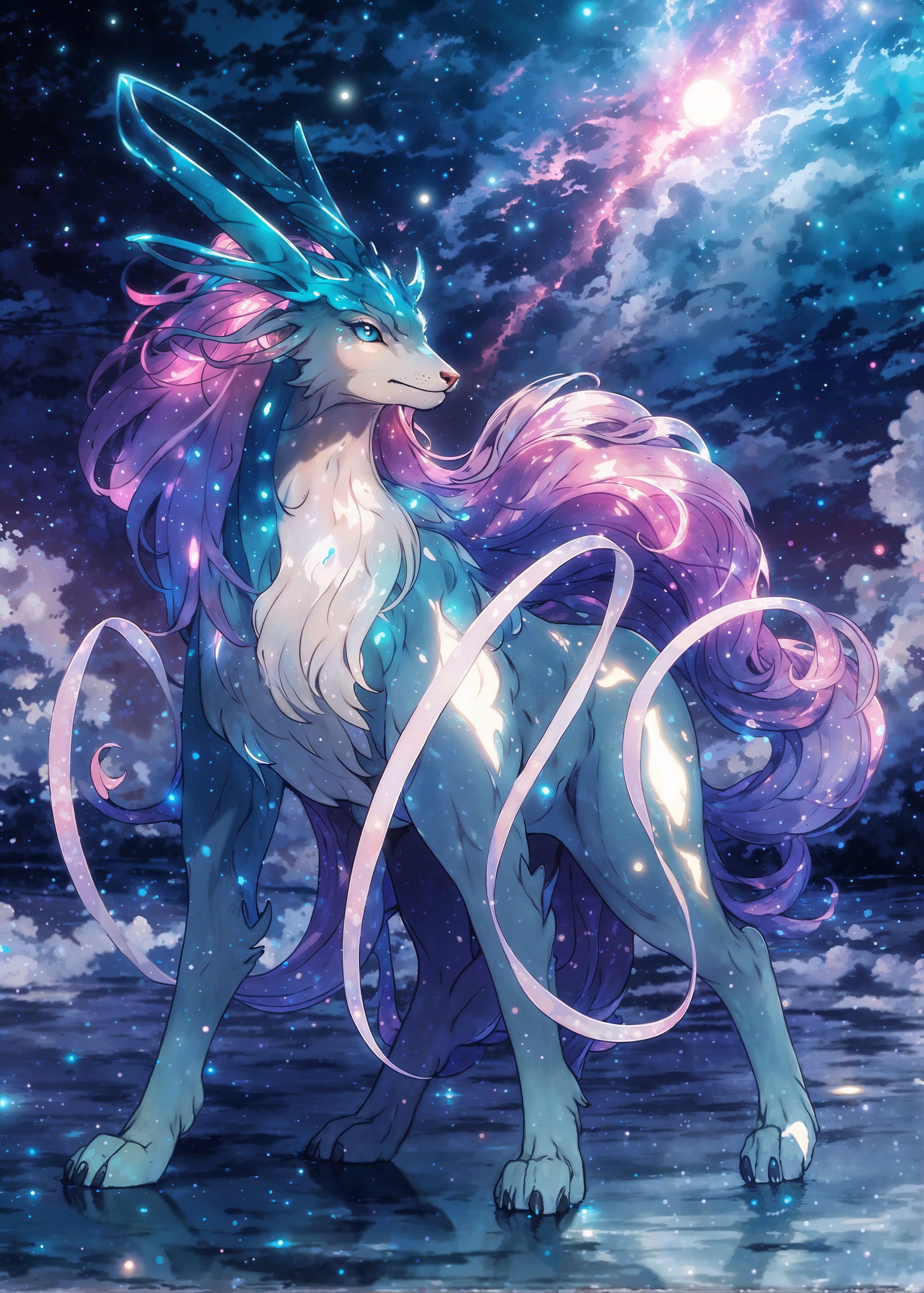 AI generated: Legendary Pokémon Suicune (Stable Diffusion - Anime)