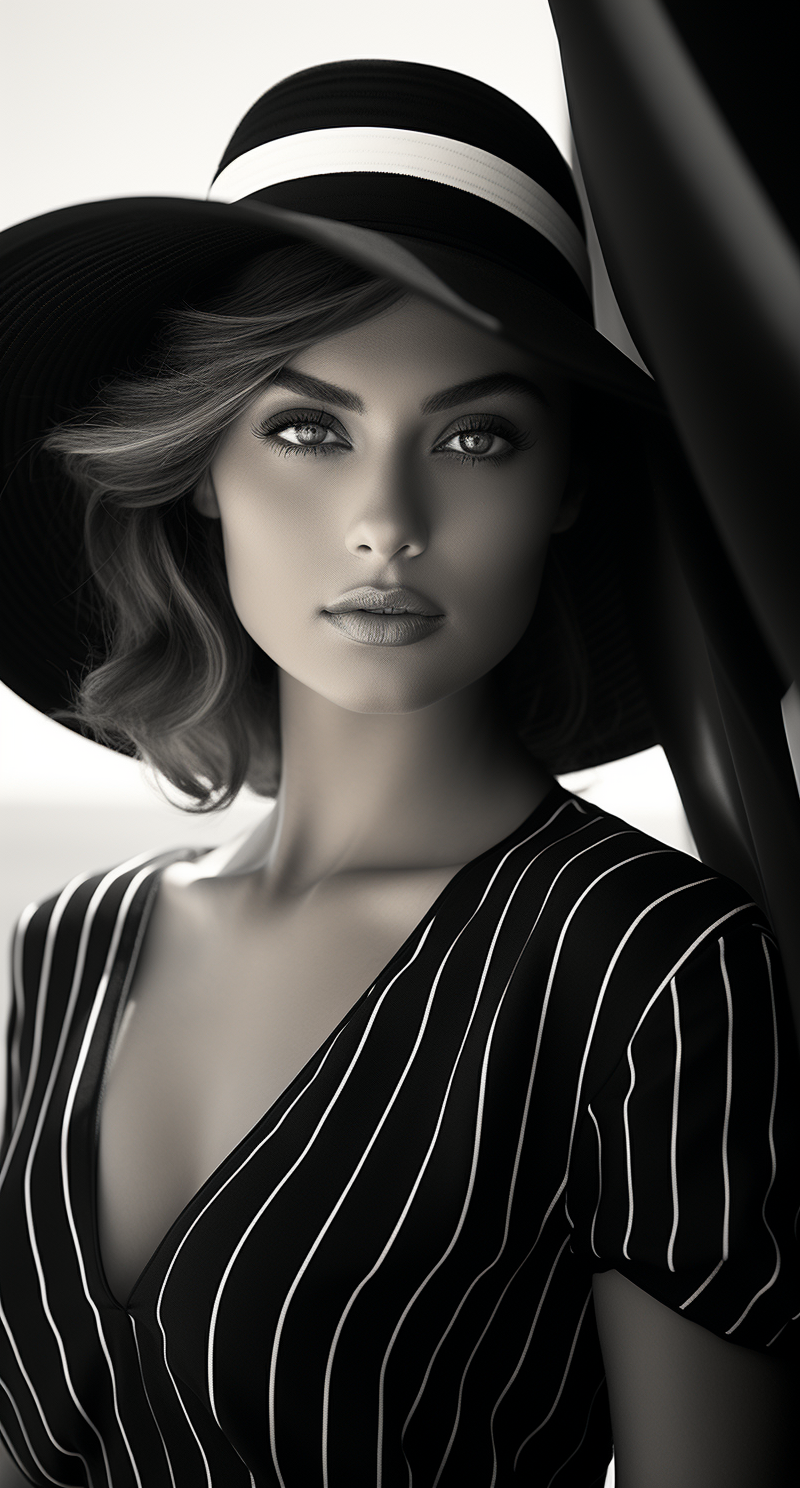 Midjourney prompt: a beautiful woman in a black and white photo is sh... - Midjourney