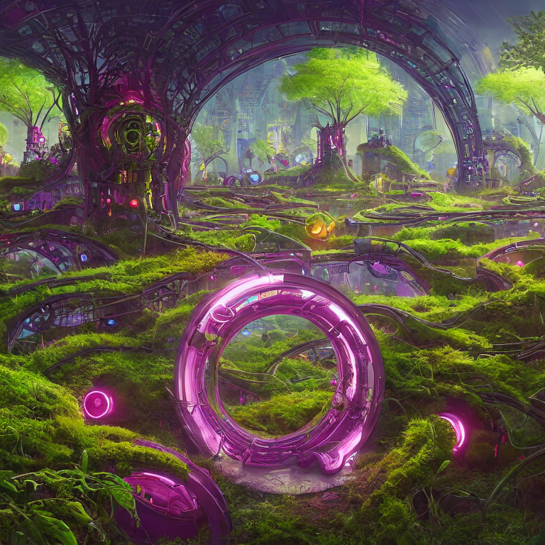 Stable Diffusion prompt: a circle portal structure built...
