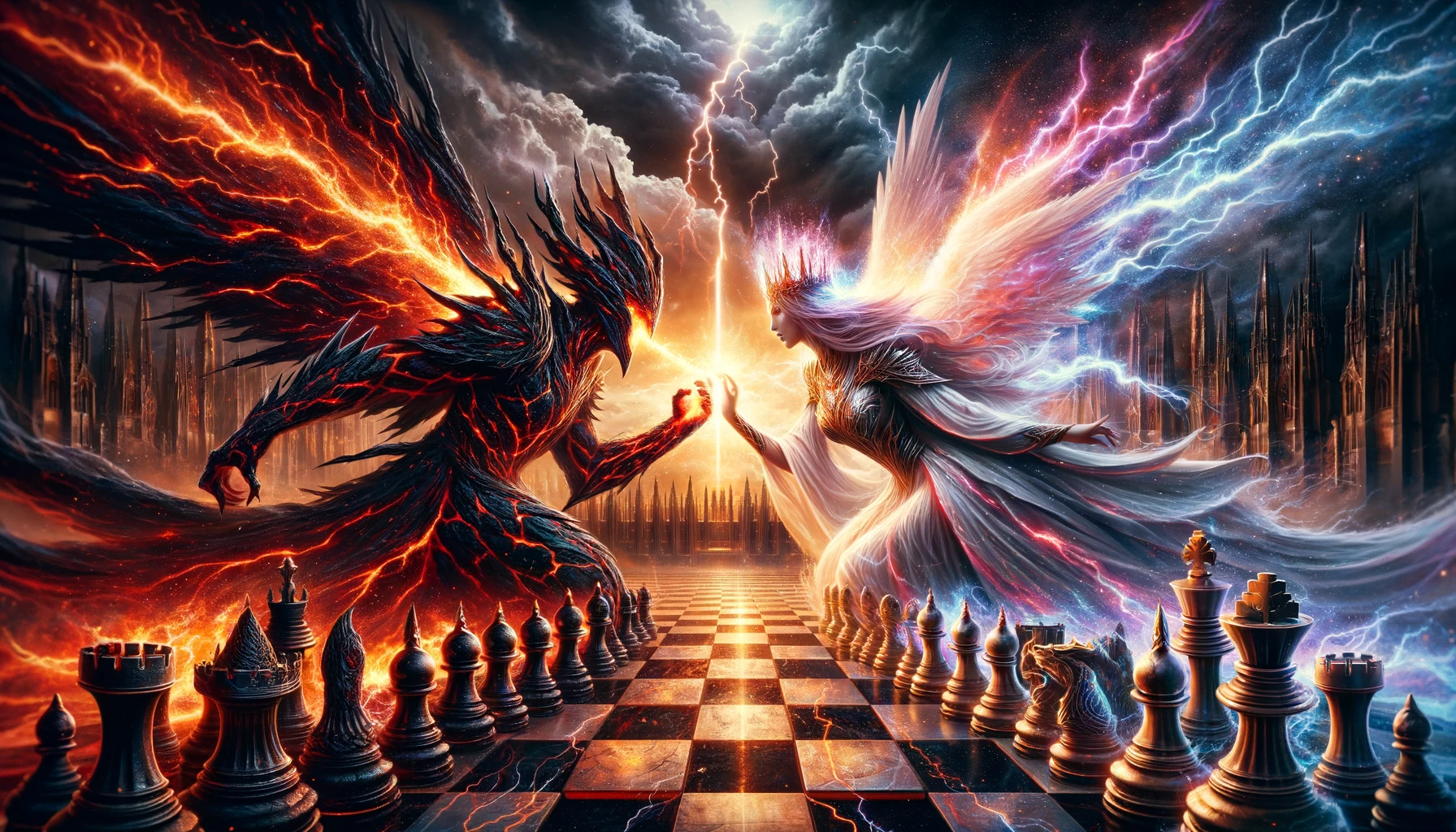 صورة مولدة بالذكاء الاصطناعي: ChatGPT Image prompt: Create an awe-inspiring digital painting of a myth... (نموذج ChatGPT Image - فن مفاهيمي)