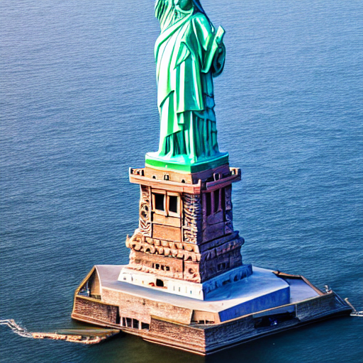 Stable Diffusion prompt: Statue of Liberty wearing a pink...