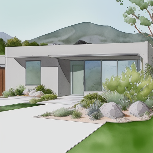 minimalist house facade concrete vegetation natural light