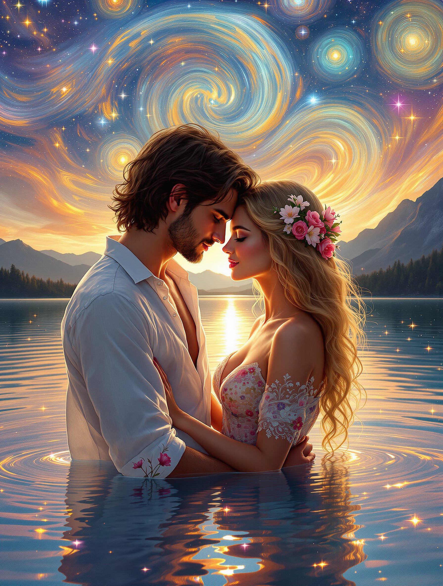 FLUX prompt: A breathtaking, romantic fantasy painting of...