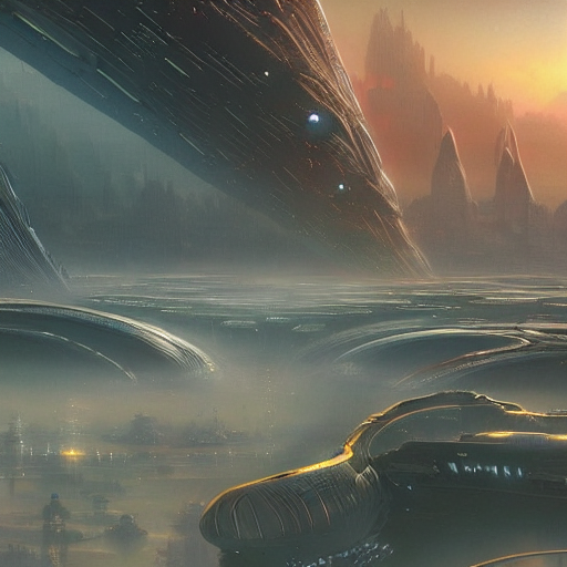 Stable Diffusion prompt: Alien city in the distance, alie...