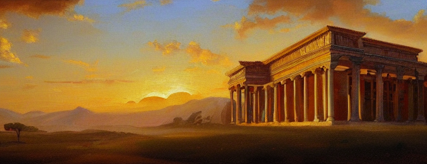 Stable Diffusion prompt: oil landscape painting of a giga...