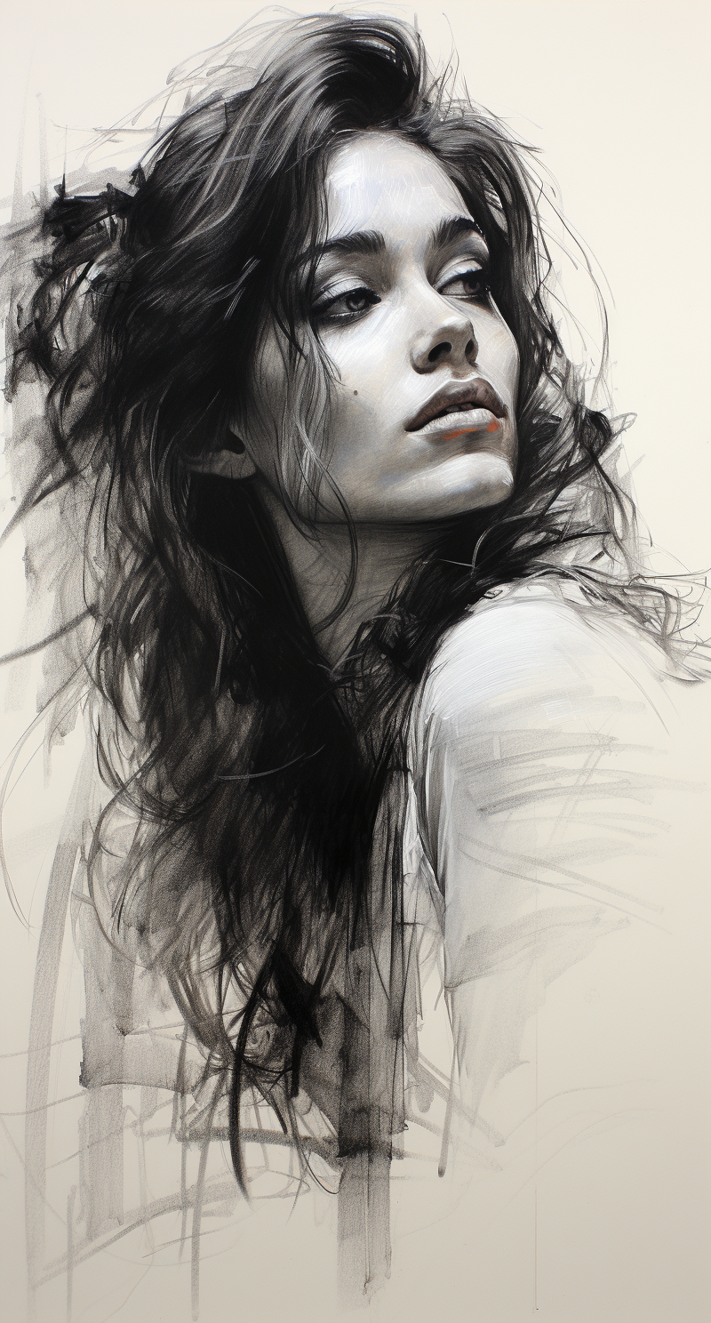 AI generated: Midjourney prompt: simple pencil sketch by Odilon Redon, drawing, fac... (Midjourney - Portraits)