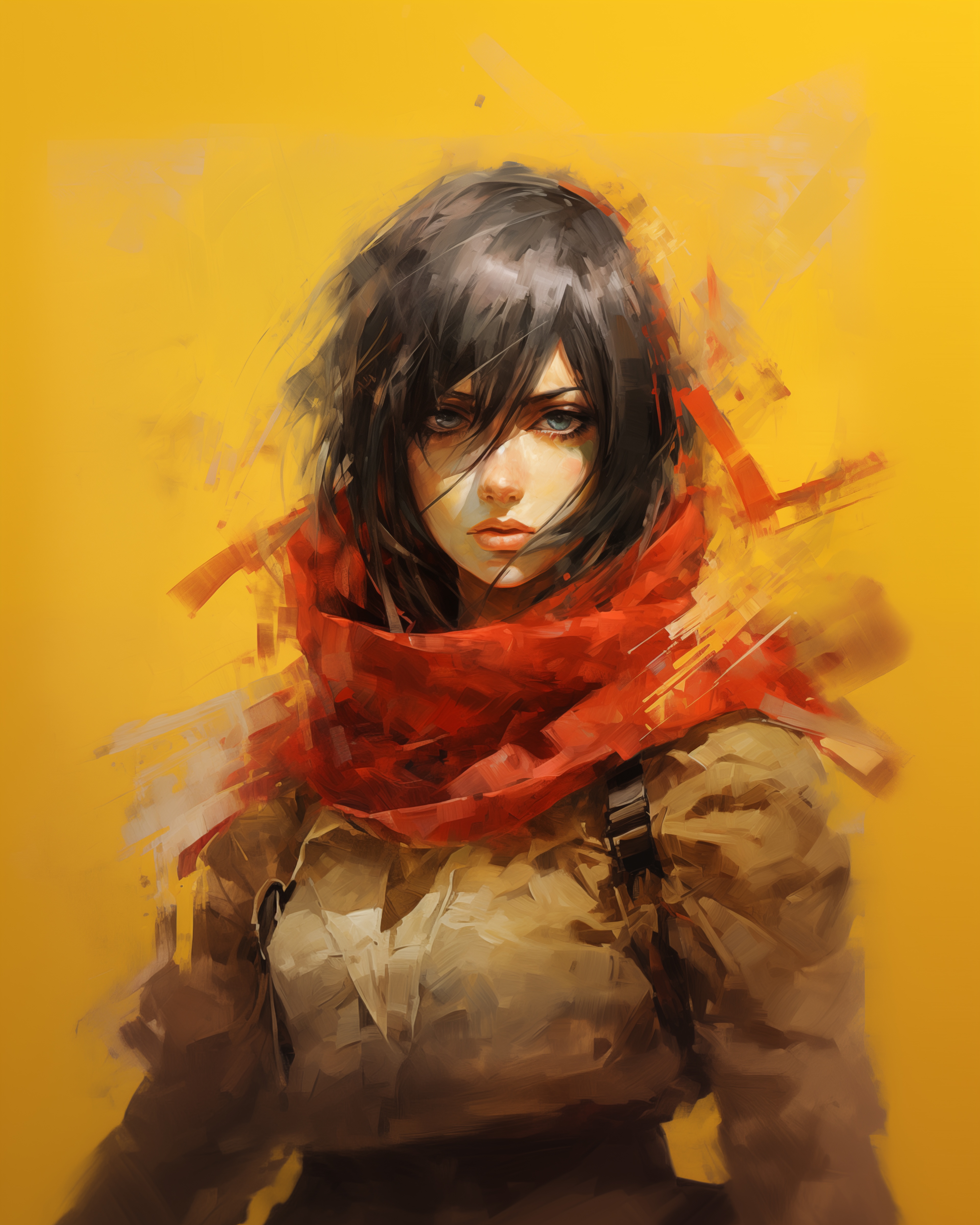 AI generated: Midjourney prompt: mikasa ackerman in the style of vincent van gogh, ... (Midjourney - Anime)