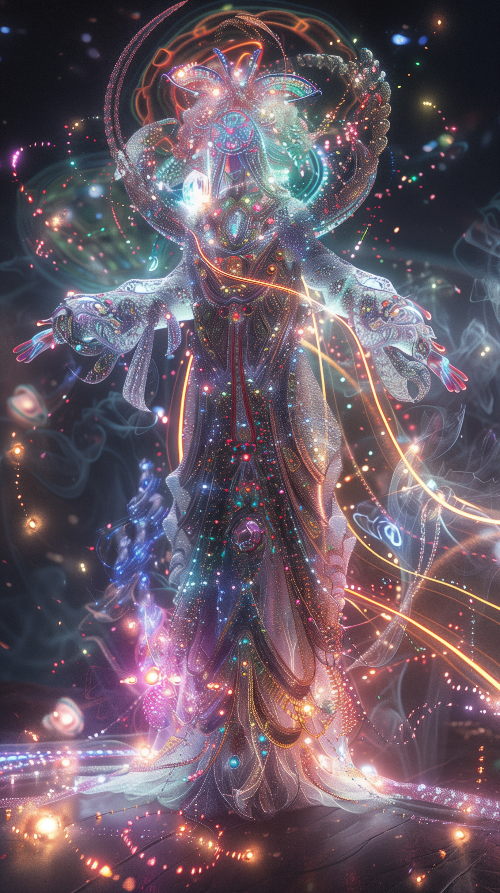 صورة مولدة بالذكاء الاصطناعي: Midjourney prompt: A cosmic god of dreams, adorned in celestial attir... (نموذج Midjourney - صور شخصية)