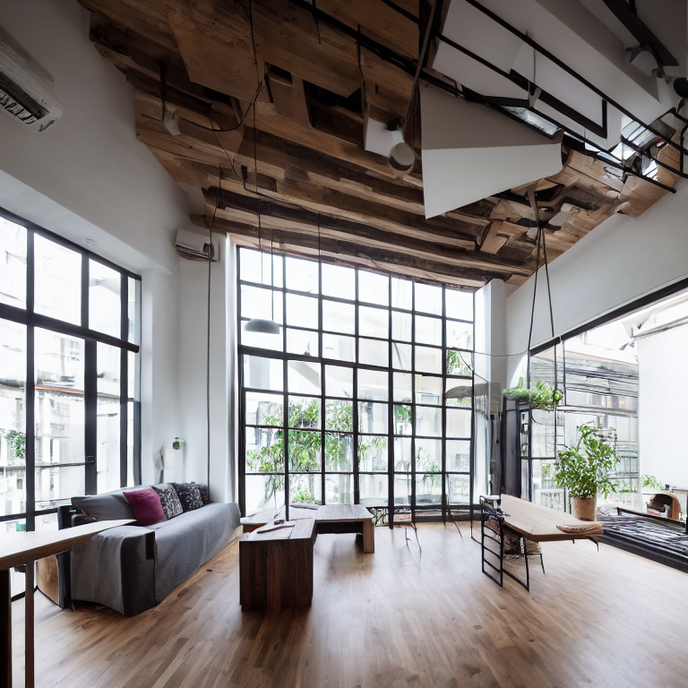 Stable Diffusion prompt: interior design, open plan, kitc...