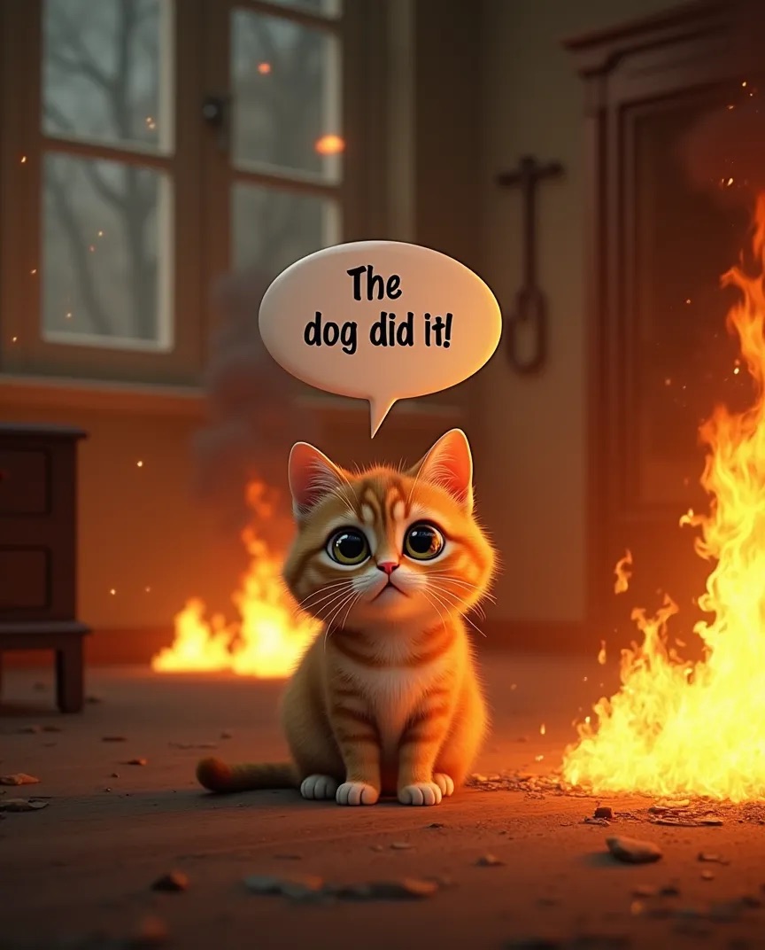 صورة مولدة بالذكاء الاصطناعي: The dog did it! (نموذج FLUX - صور شخصية)