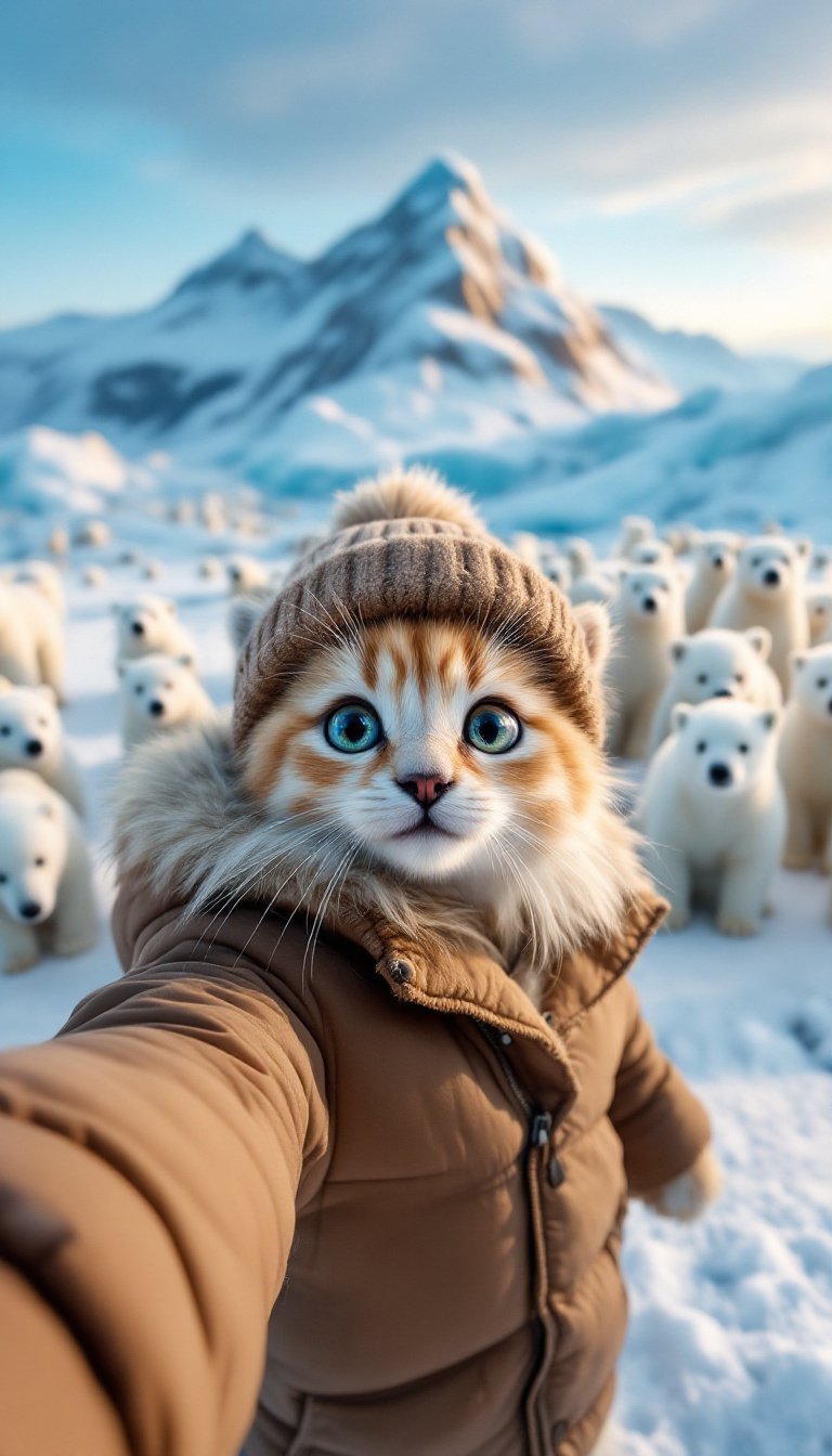 FLUX prompt: In the snow, there is an ice field with many pola... - FLUX