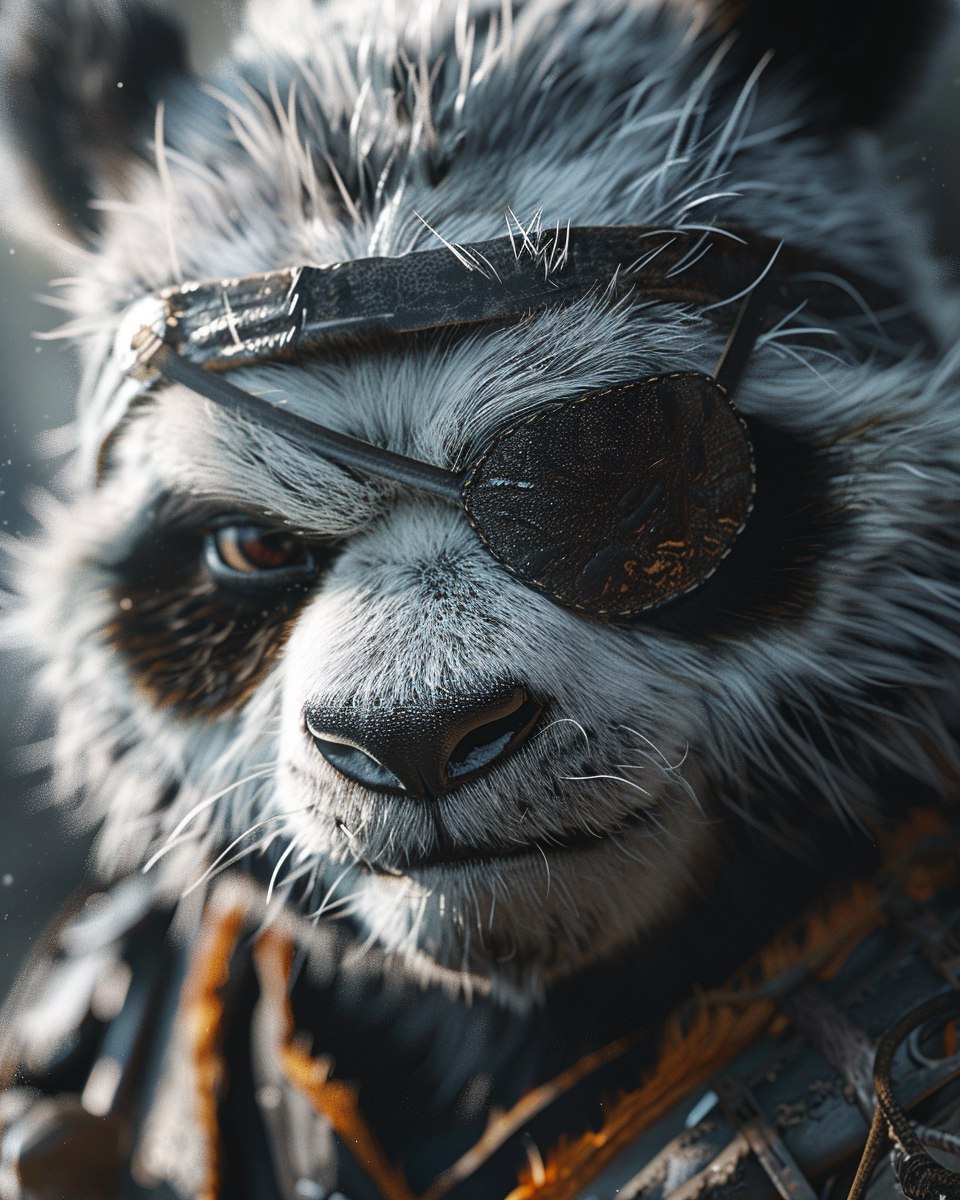 AI generated: Midjourney prompt: Ultra-detailed close-up of a panda's face, styled ... (Midjourney - Portraits)