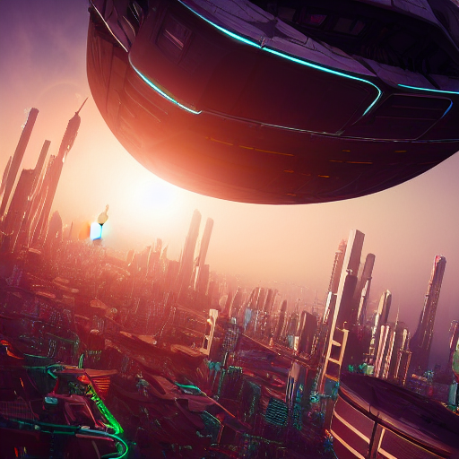 Stable Diffusion prompt: a futuristic cyberpunk city fl...
