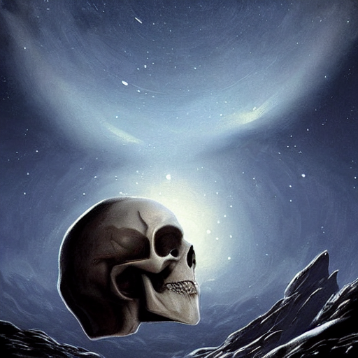 Stable Diffusion prompt: a planet that resembles a skull,...