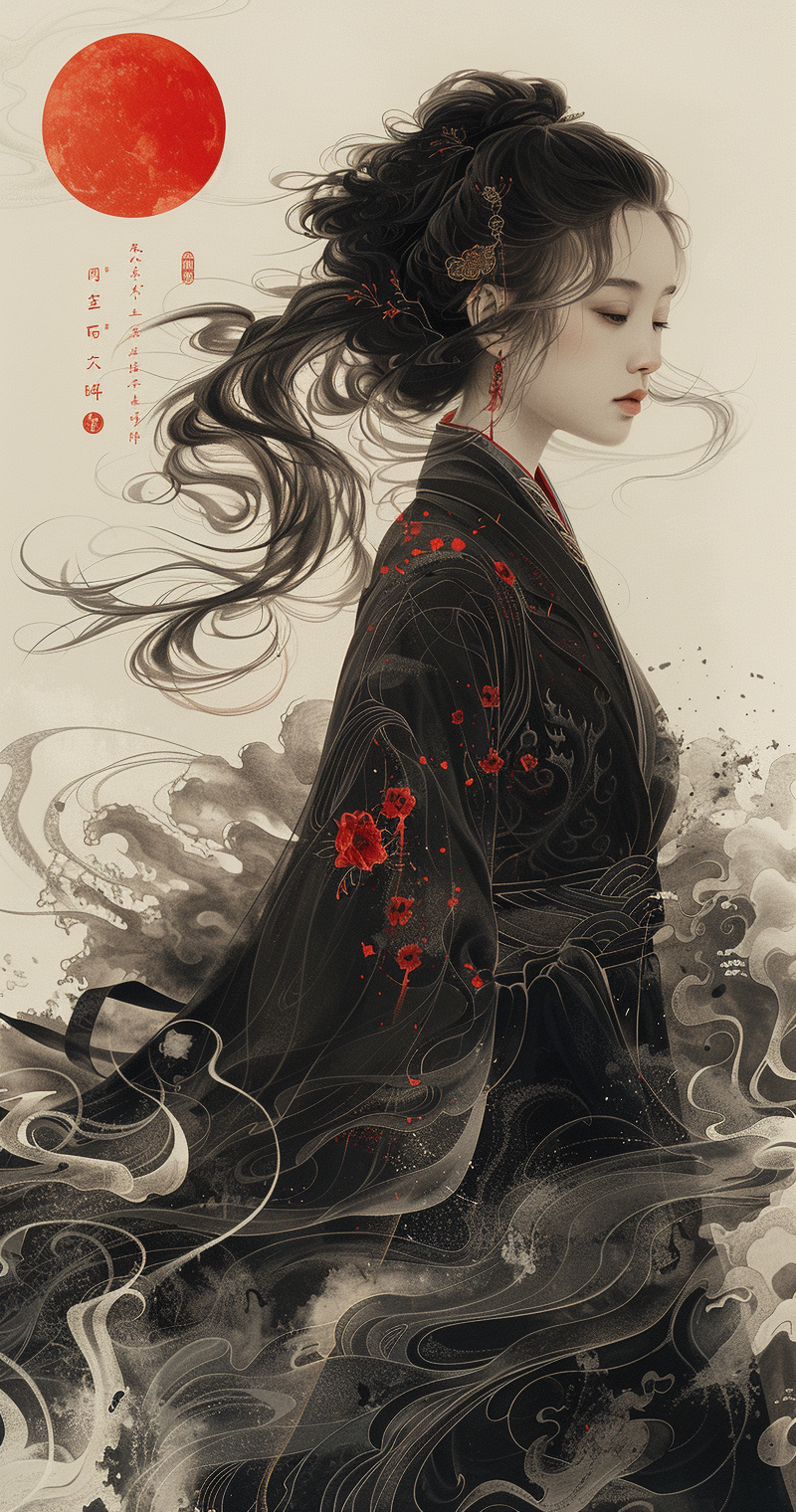 AI generated: Midjourney prompt: An elegant woman in traditional Chinese attire, su... (Midjourney - Portraits)