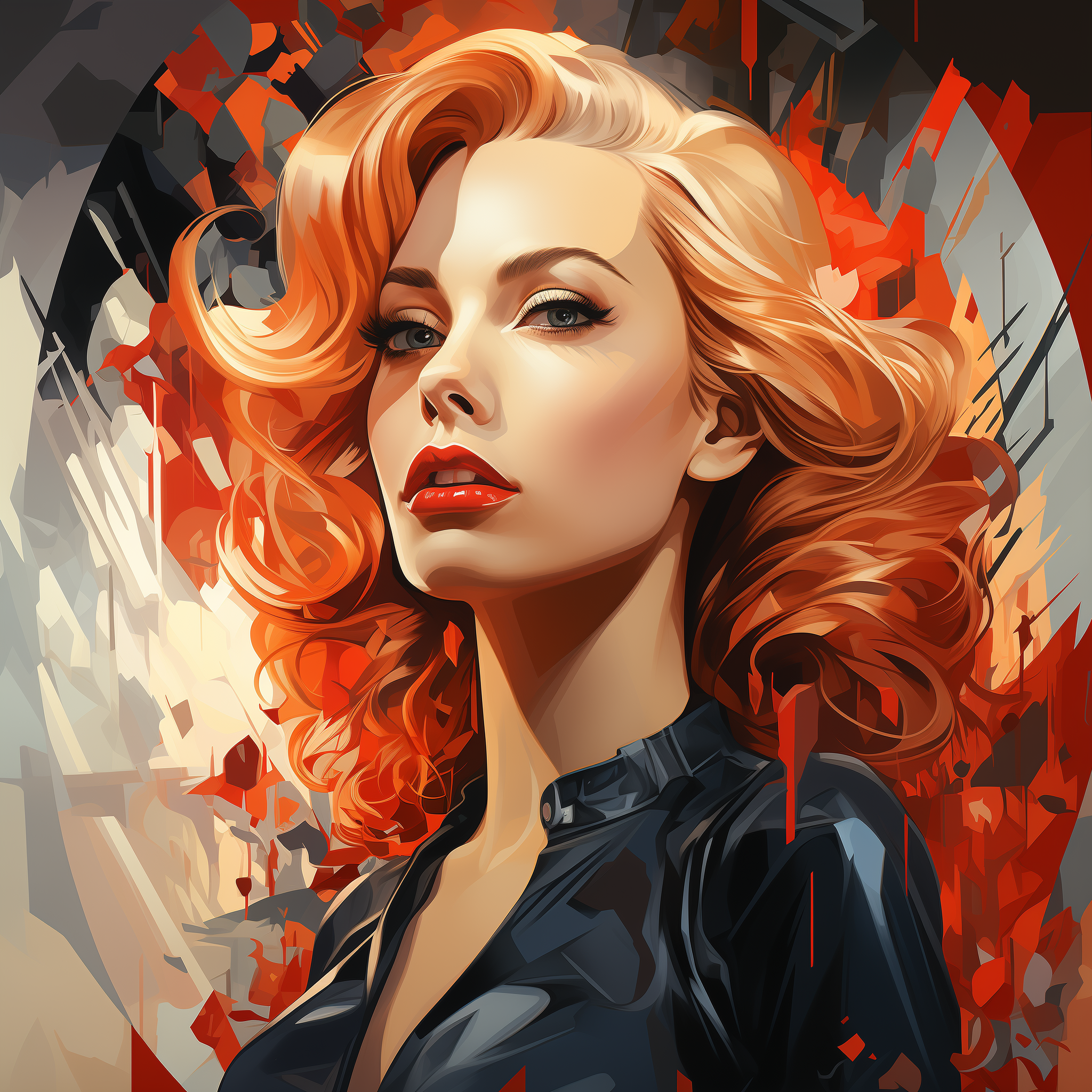 Midjourney prompt: A digital illustration of a woman with voluminous,... - Midjourney