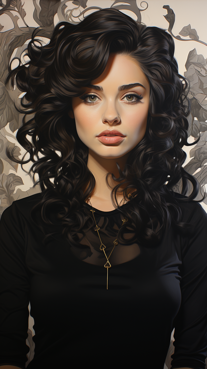 Midjourney prompt: a drawing of a woman in black and white, in the st... - Midjourney
