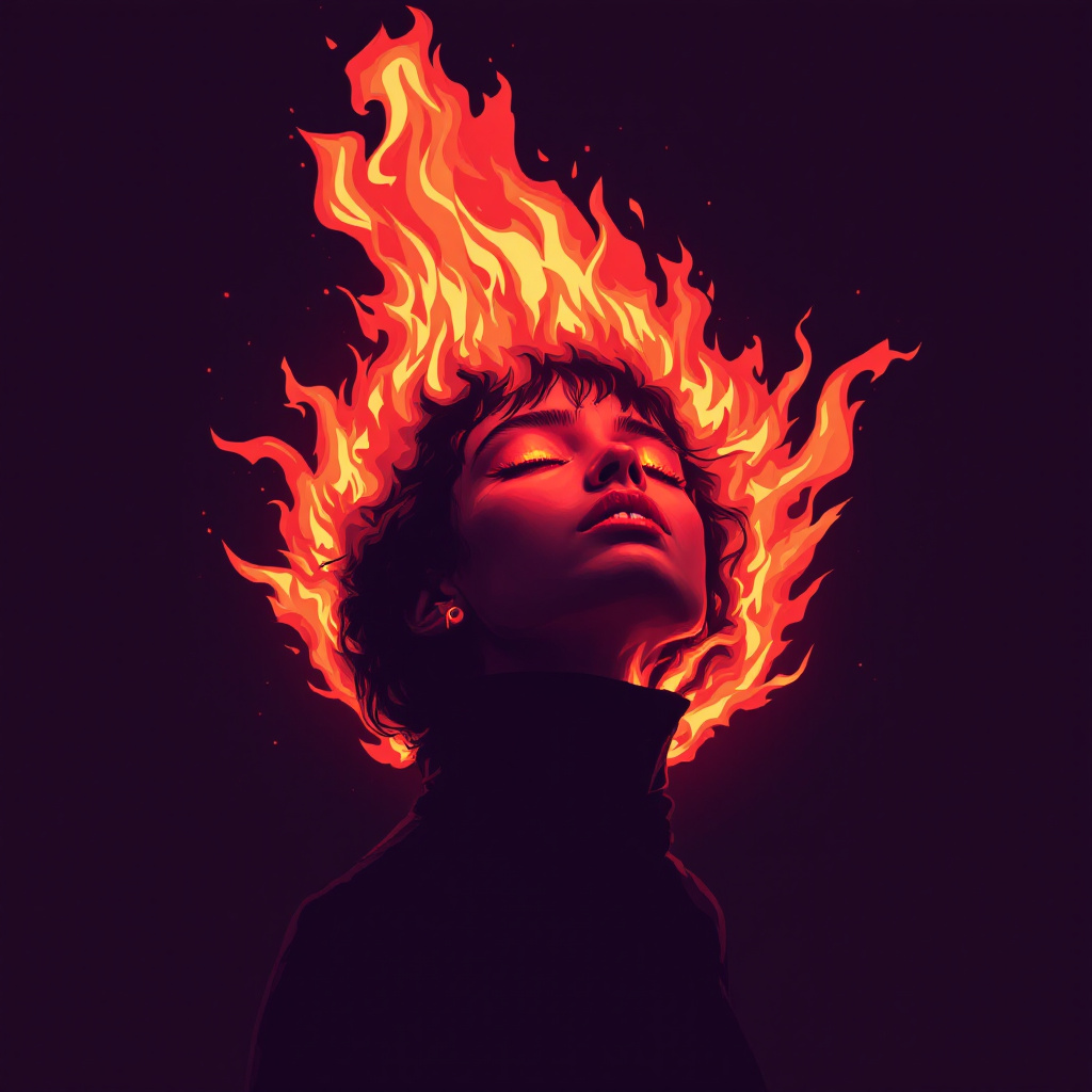 AI generated: FLUX prompt: a girl is on fire (FLUX - Portraits)