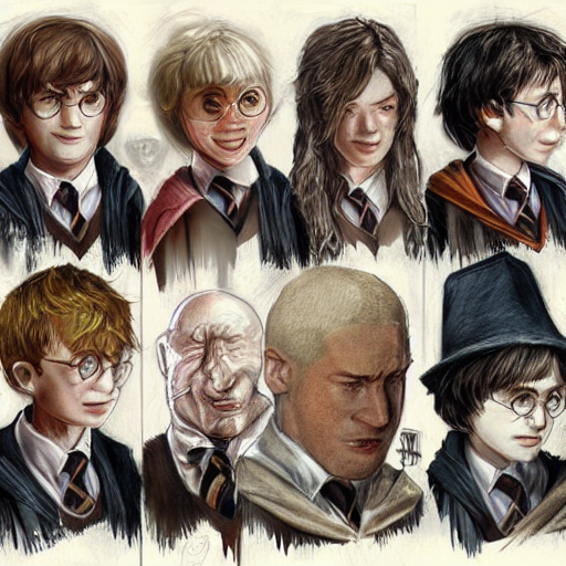 Stable Diffusion prompt: Harry Potter characters, concept...