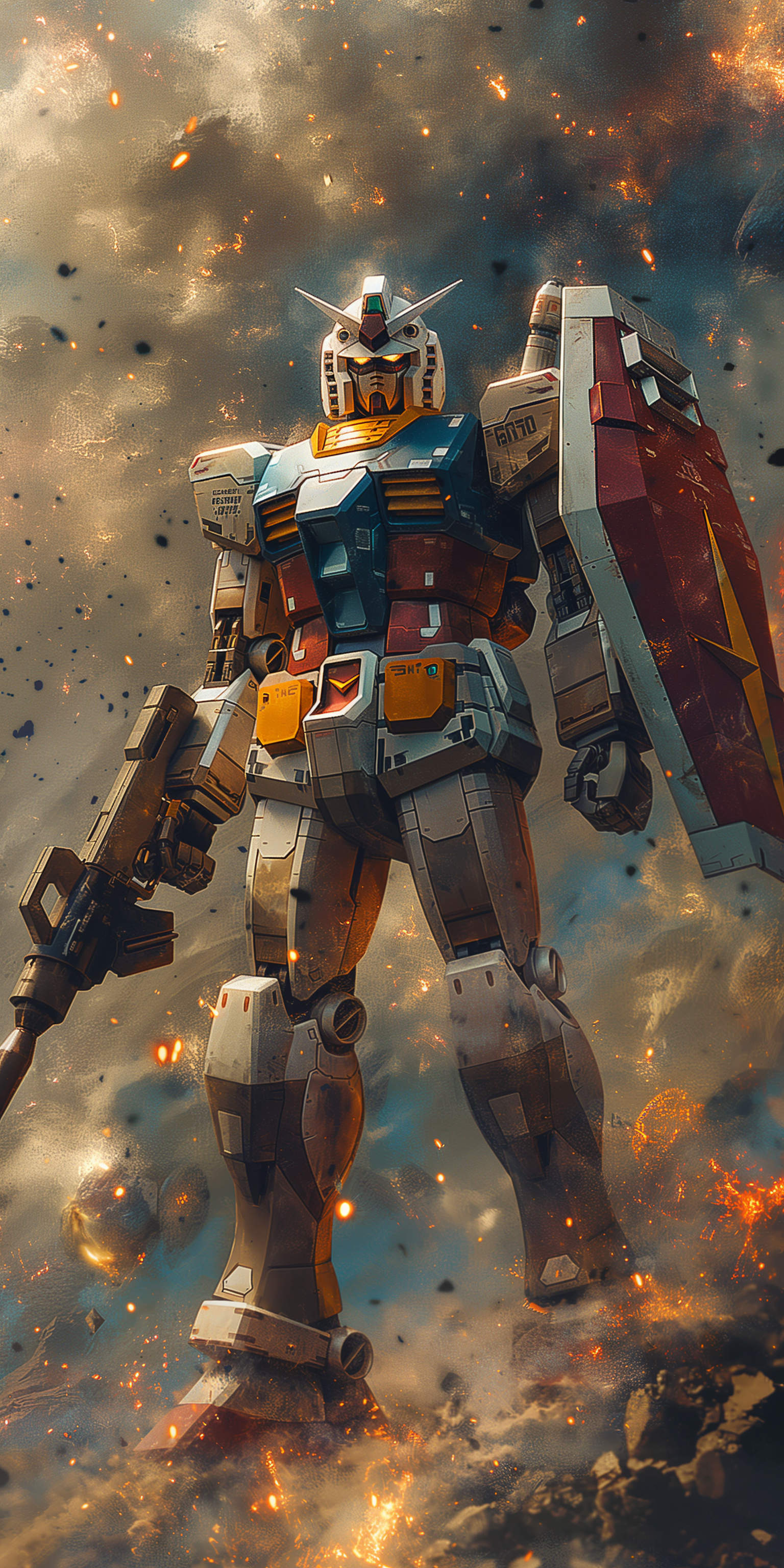 Midjourney prompt: illustration of RX-78-2 Gundam, with shield and we... - Midjourney