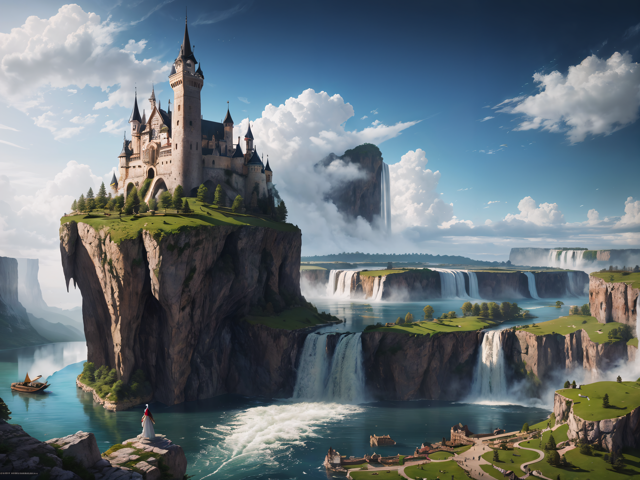 AI generated: DreamShaper prompt: style of John Blanche, massive medieval city on a ... (DreamShaper - Landscapes)
