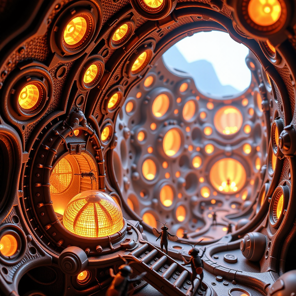 FLUX prompt: Interior of an alien hive, designed with org...
