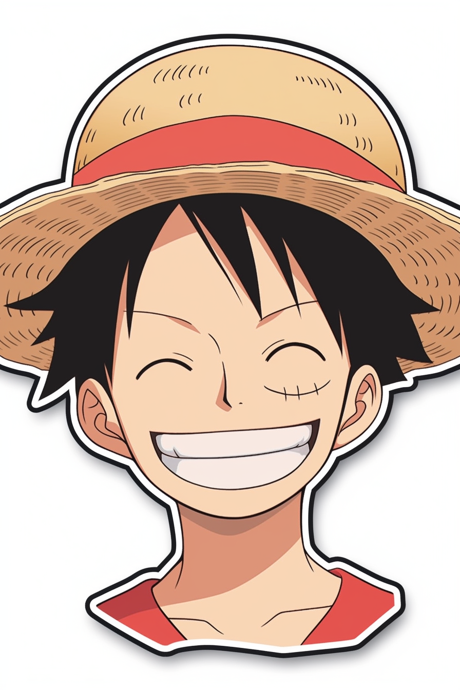 AI generated: Midjourney prompt: a sticker of Monkey D. Luffy from one piece, straw... (Midjourney - Logo Icon Design)