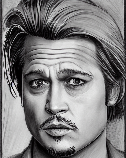 Stable Diffusion prompt: portrait of a mix of Brad Pitt a...