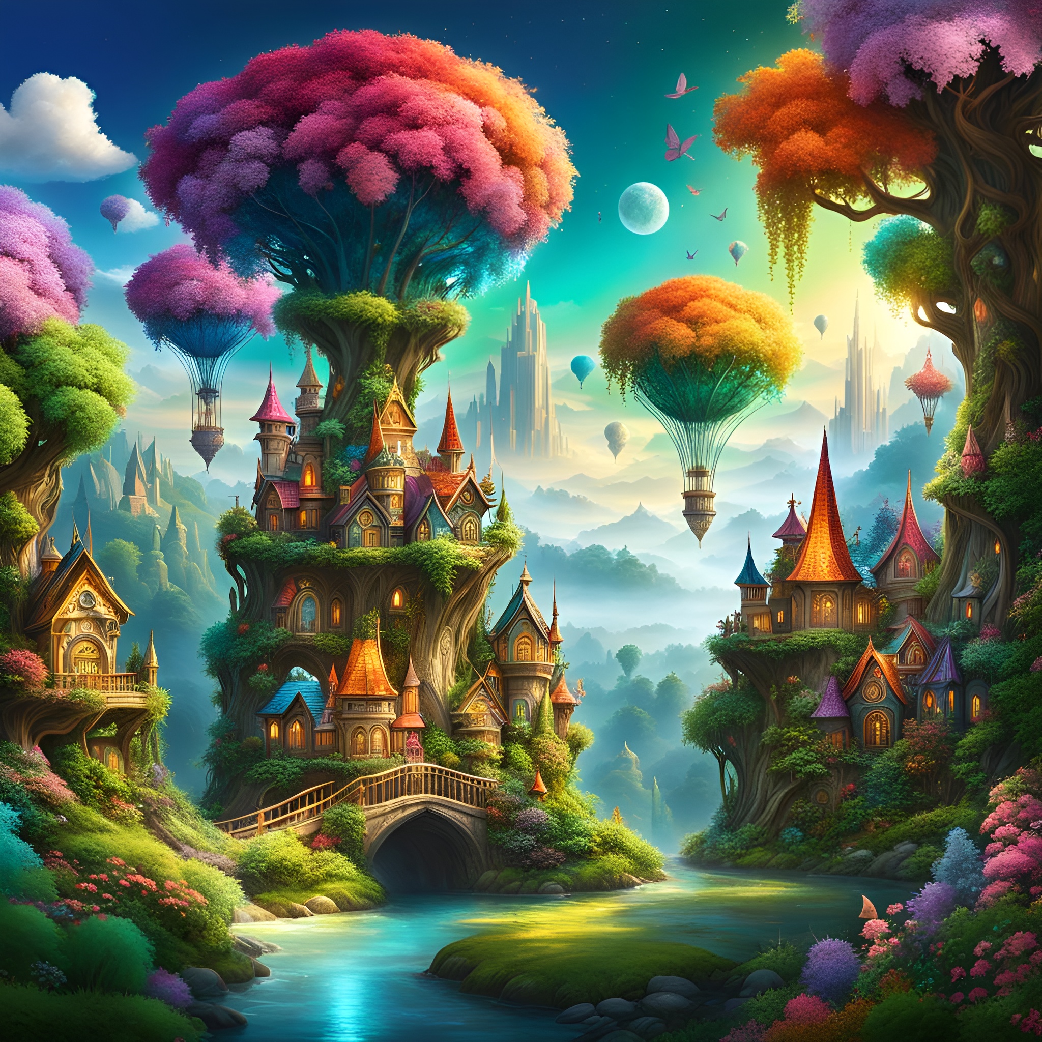 AI generated: A colorful community (Stable Diffusion - Landscapes)