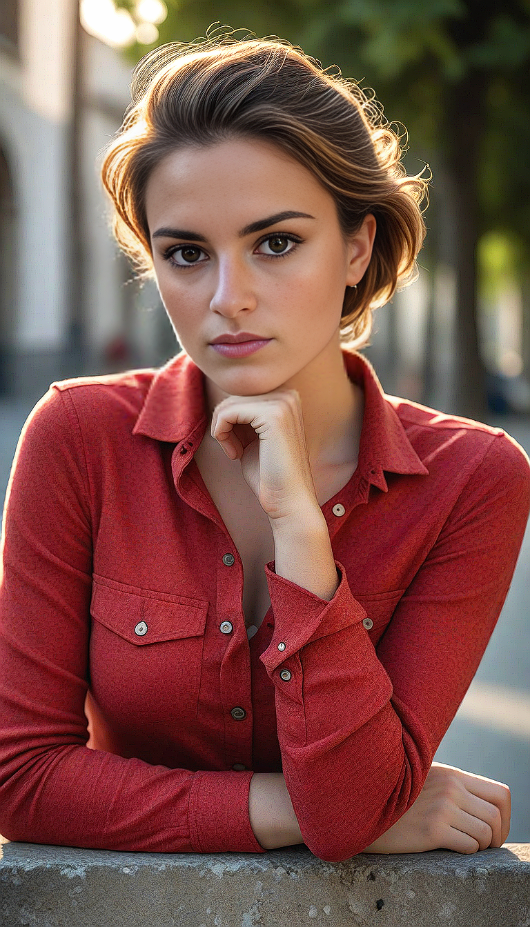 AI generated: Stable Diffusion prompt: An image of a woman with a thoughtful expression, ... (Stable Diffusion - Photography)