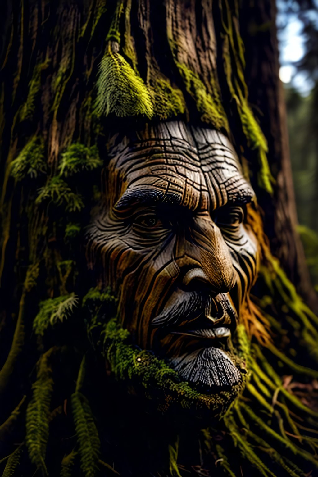 AI generated: Stable Diffusion prompt: [(human face):1], old tree trunk, highly detailed ... (Stable Diffusion - Portraits)