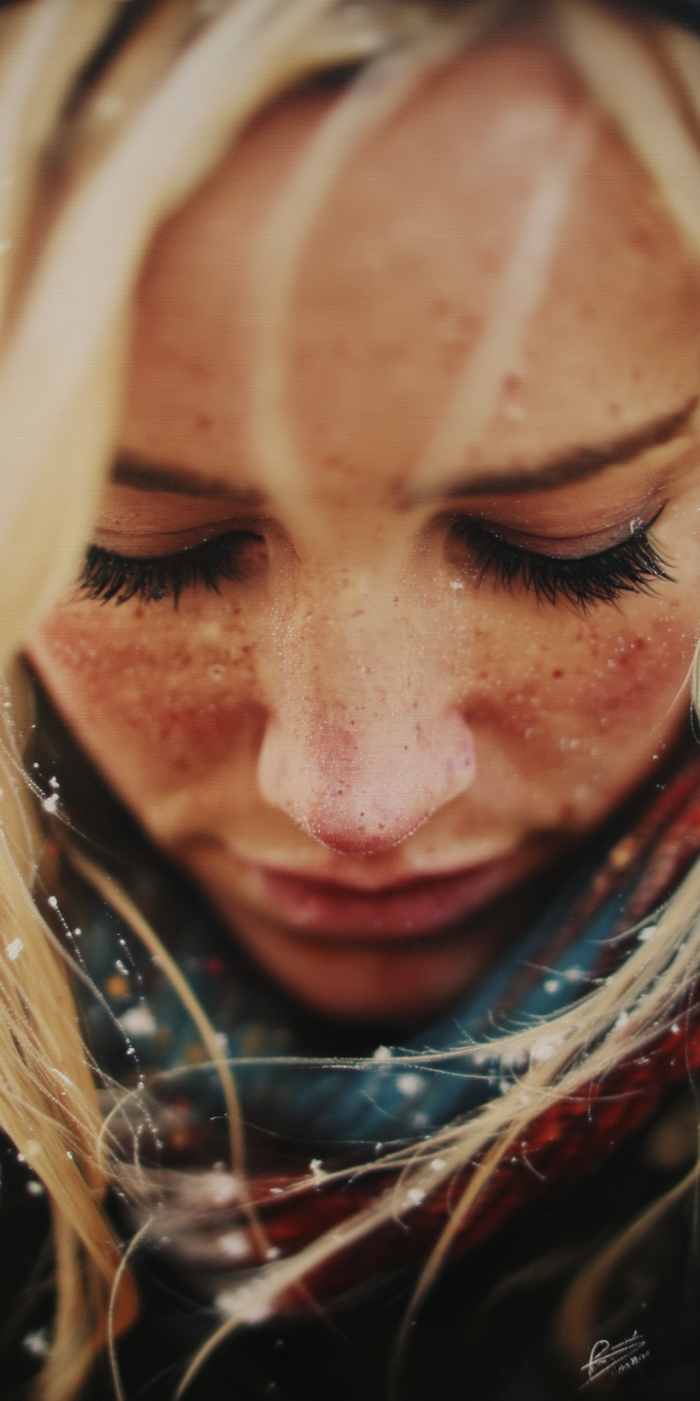 صورة مولدة بالذكاء الاصطناعي: Midjourney prompt: painting of a woman, soft-focused realism --chaos ... (نموذج Midjourney - صور شخصية)