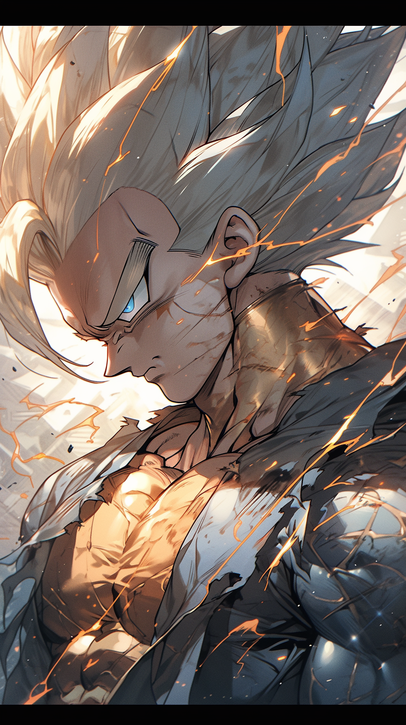 AI generated: Midjourney prompt: dragon ball super wallpaper, in the style of dark ... (Midjourney - Anime)