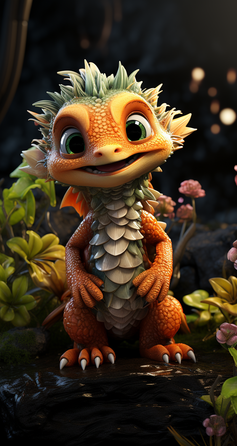 AI generated: Midjourney prompt: cartoon 3D sunny bright Pixar-style image : dragon... (Midjourney - Character Design)