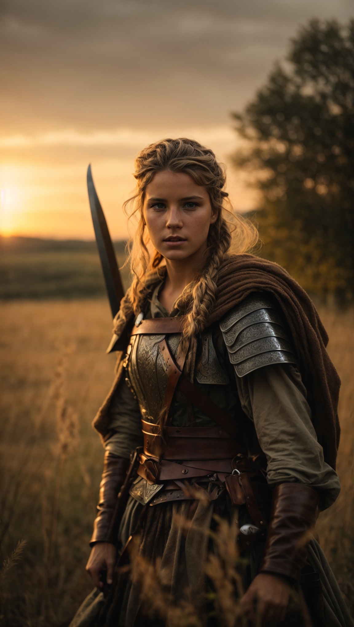AI generated: Midjourney prompt: The German warrior, with her long braided hair and... (Midjourney - Photography)