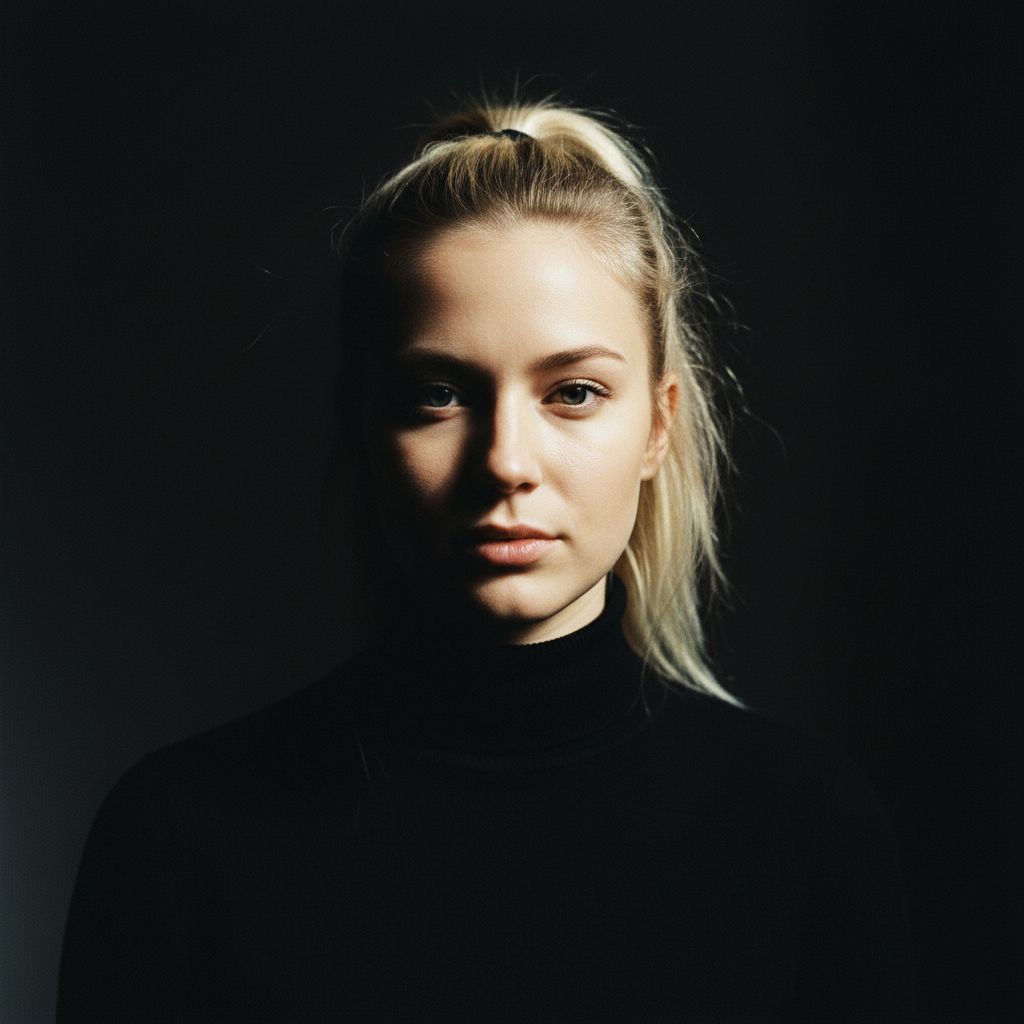 Nano Banana prompt: Headshot portrait of a young blonde woman with a p... - Nano Banana