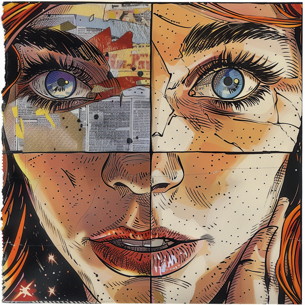 AI generated: Midjourney prompt: comic strip art, woman, 30 years old, high detail (Midjourney - Concept Art)