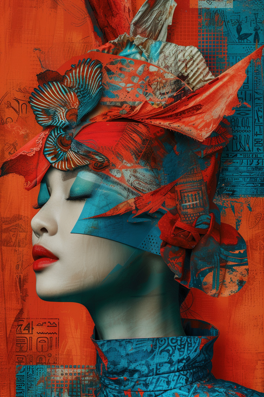 صورة مولدة بالذكاء الاصطناعي: Midjourney prompt: an abstract women with heads of red and blue, in t... (نموذج Midjourney - فن مفاهيمي)