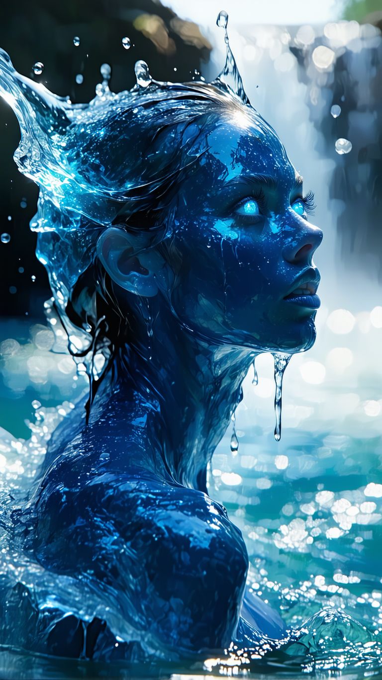 Stable Diffusion prompt: Beautiful water Goddess made of ...