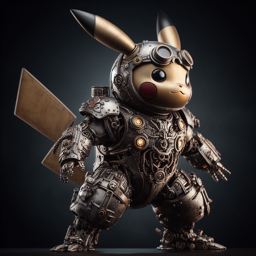 صورة مولدة بالذكاء الاصطناعي: DALL·E prompt: pikachu is a steampunk high detailed metal robot,h... (نموذج DALL·E - صور شخصية)