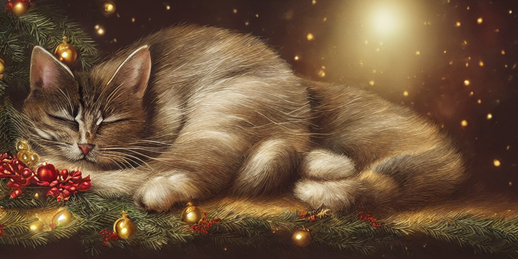 Stable Diffusion prompt: a single sleeping cat under a Ch...