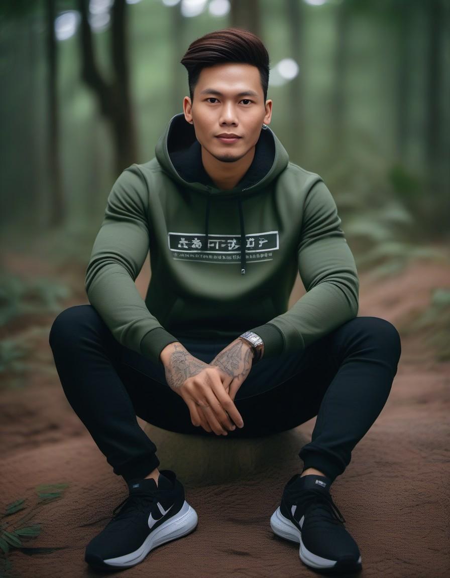 AI generated: DreamShaper prompt: photography, long-distance shot, man model, seated... (DreamShaper - Portraits)