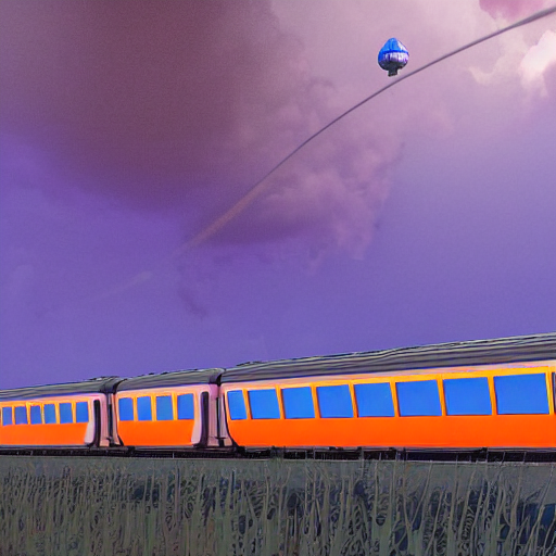 Stable Diffusion prompt: a futuristic blue steam train wi...