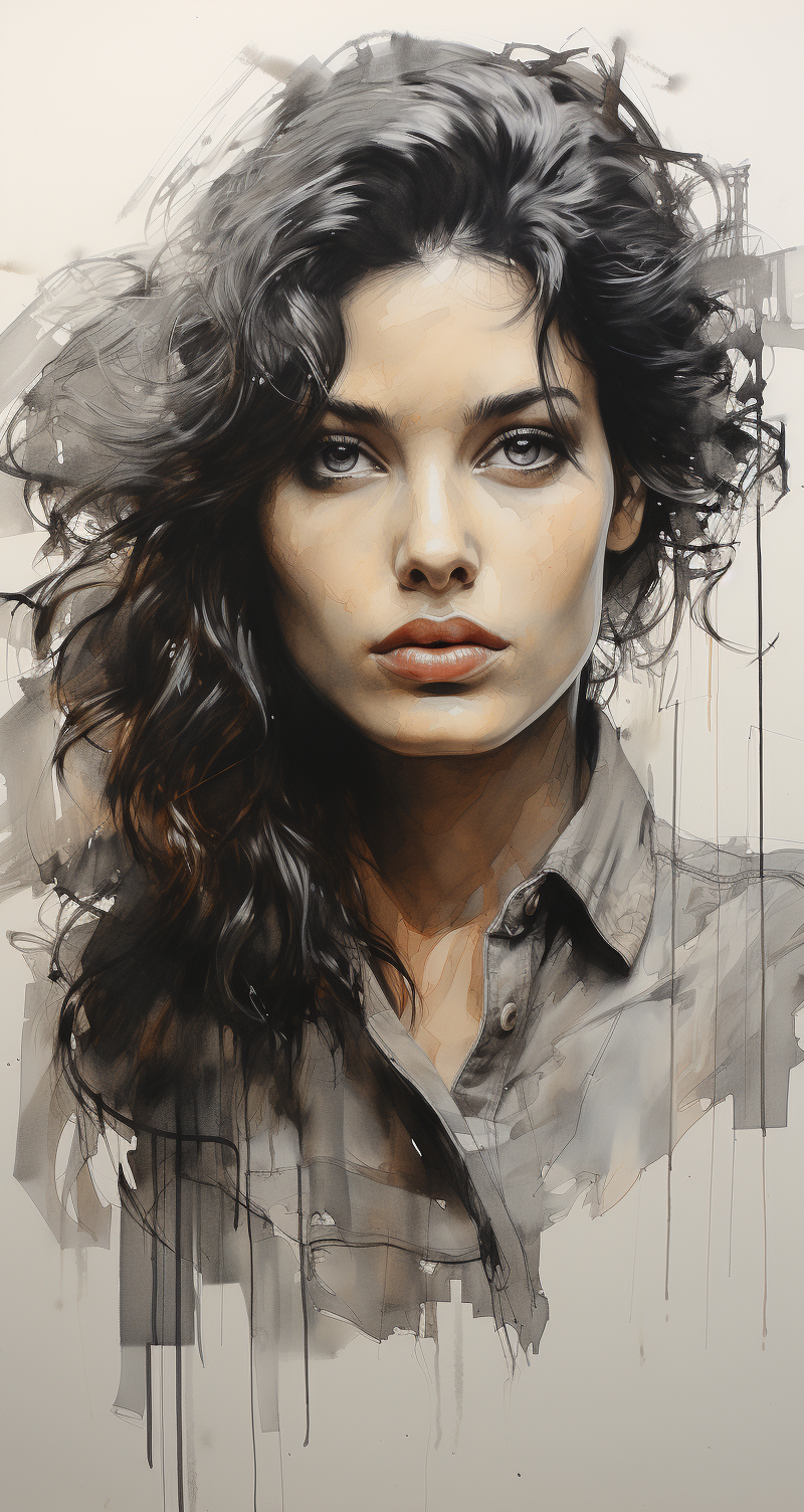 Midjourney prompt: drawing of a beautiful woman in a portrait sketchb... - Midjourney