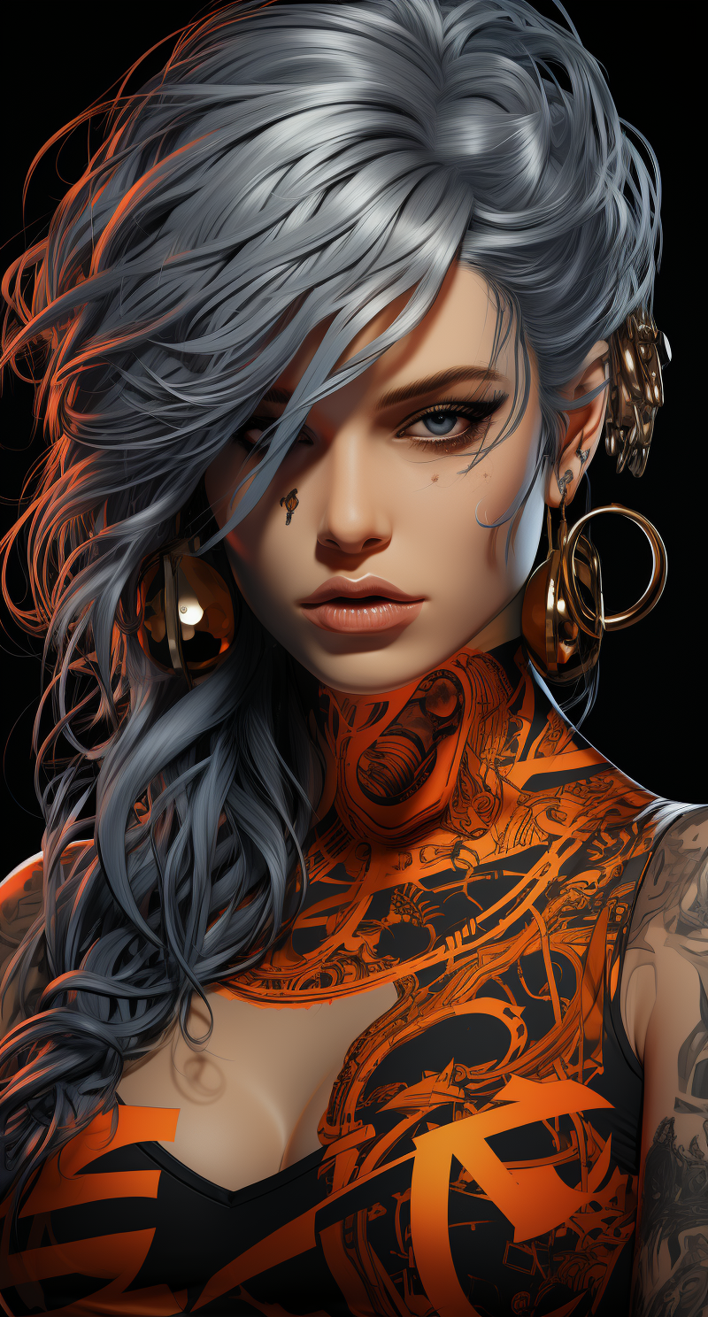 صورة مولدة بالذكاء الاصطناعي: Midjourney prompt: a girl with bright blue eyes and tattoos, in the s... (نموذج Midjourney - صور شخصية)