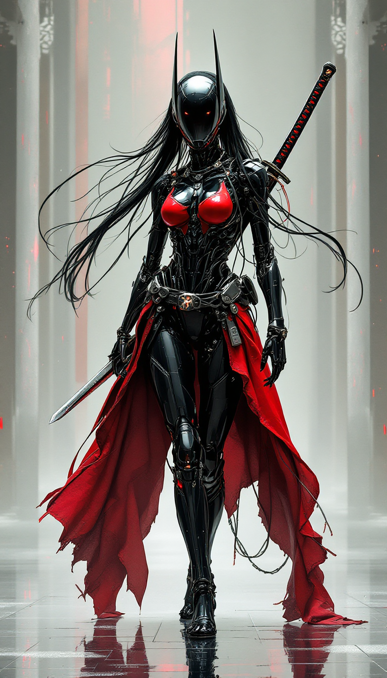AI generated: FLUX prompt: Full body view, in the style of ck-sfc, female cyb... (FLUX - Architecture)