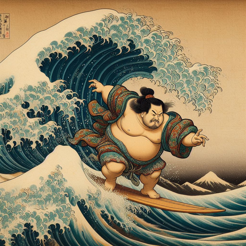 AI generated: Japanese Surfing (DALL·E - Anime)