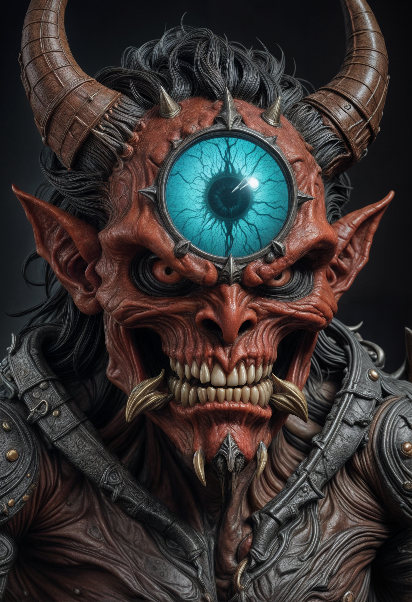 صورة مولدة بالذكاء الاصطناعي: Stable Diffusion prompt: Fantasy,Portrait of a Demon ,creepy ,watcher of th (نموذج Stable Diffusion - صور شخصية)