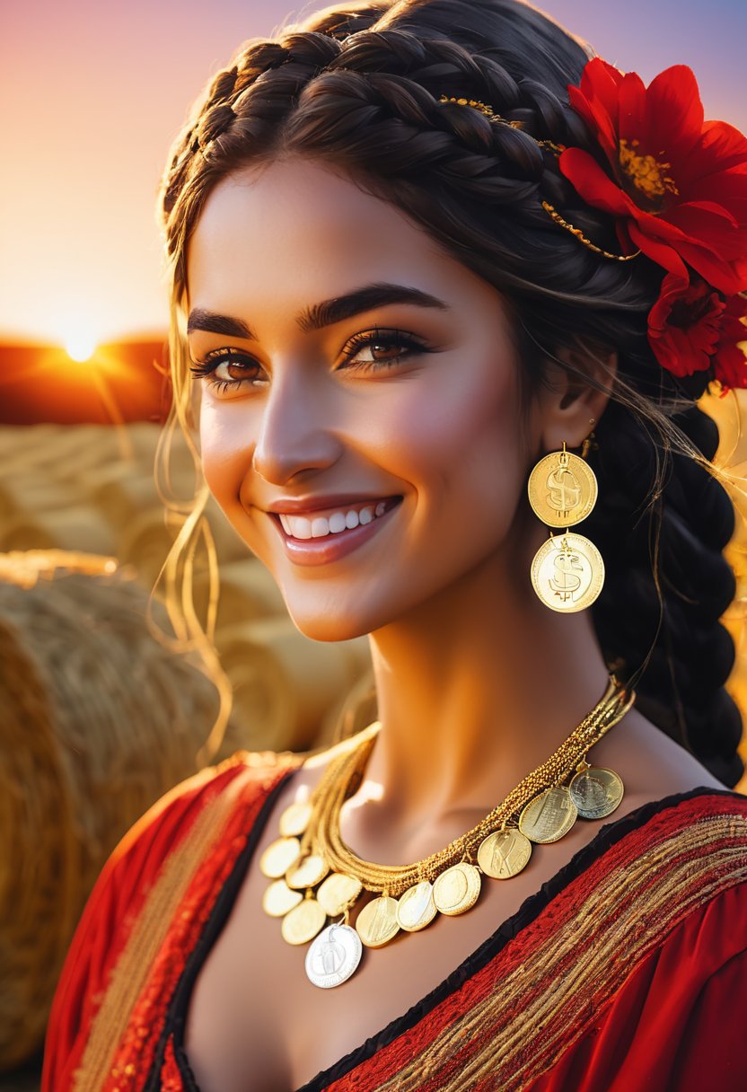 Stable Diffusion prompt: A portrait of a Gipsy woman with...