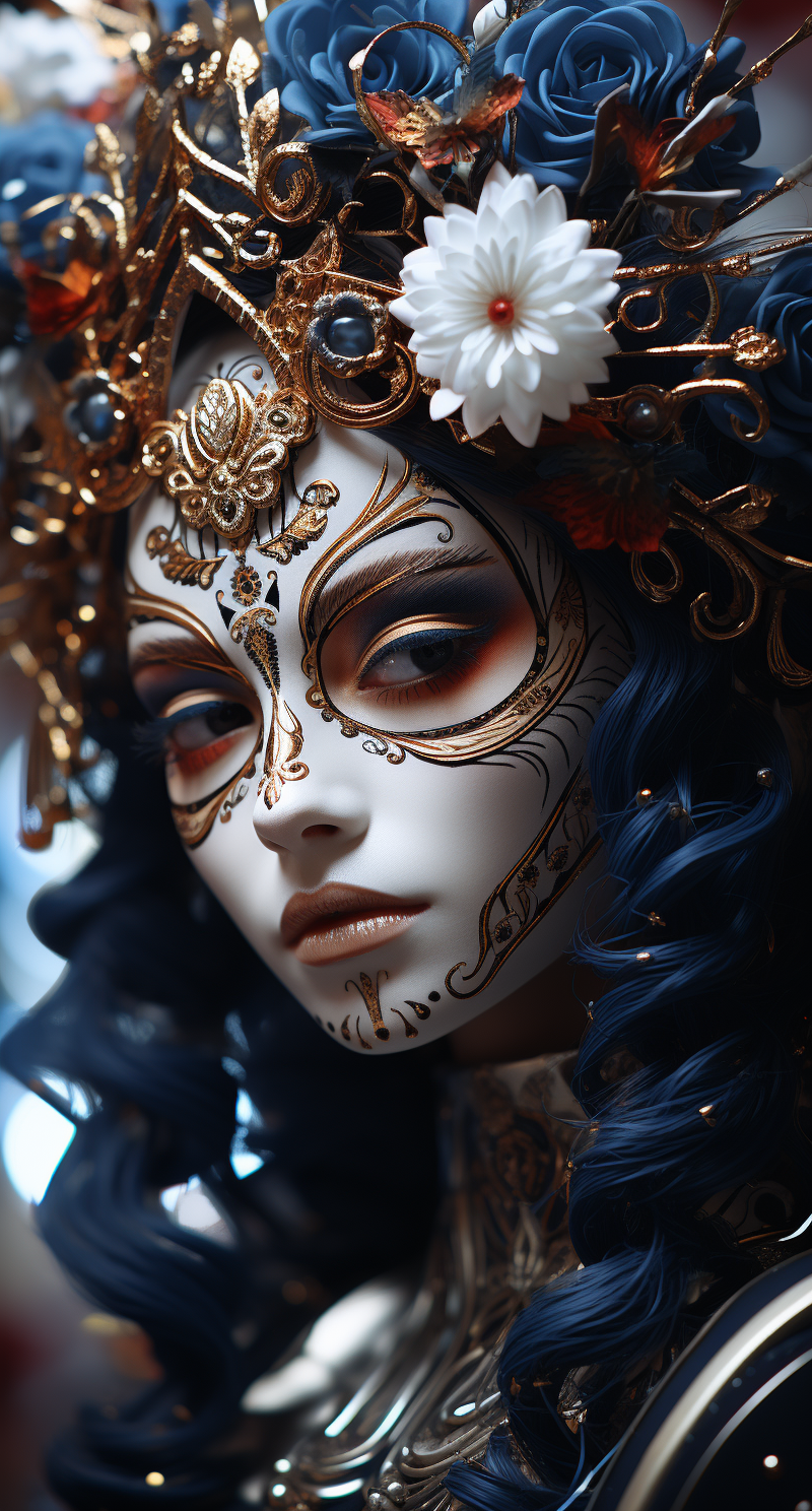 AI generated: Midjourney prompt: 3d model of a girl with a sugar skull head, in the... (Midjourney - Portraits)